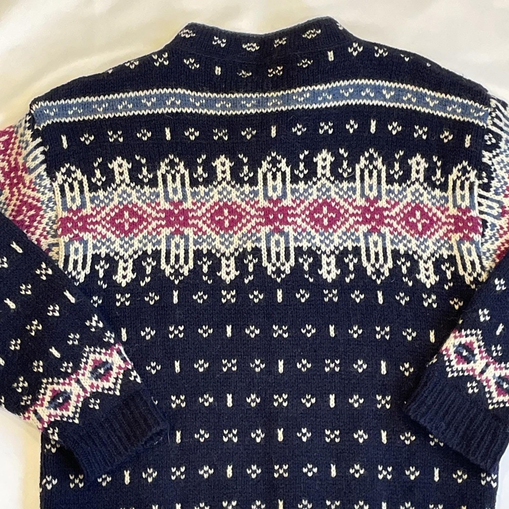 Vintage Women's LL Bean Fair Isle Wool Sweater S Ski Lodge Gorpcore Made In USA - Picture 7 of 14